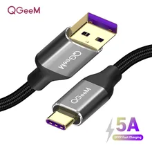 Qgeem 5a usb tipo c cabo para huawei p20 companheiro 20 pro usb de carregamento rápido usb c cabo de dados honra v10 supercharge tipo-c cabo
