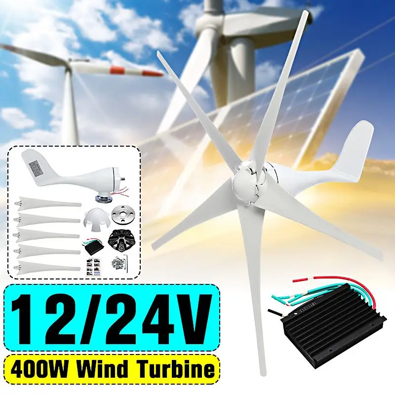 

400W Wind Turbines Generator 5 Blades 12V 24V Wind Generator with 600W Waterproof External Controller for Home