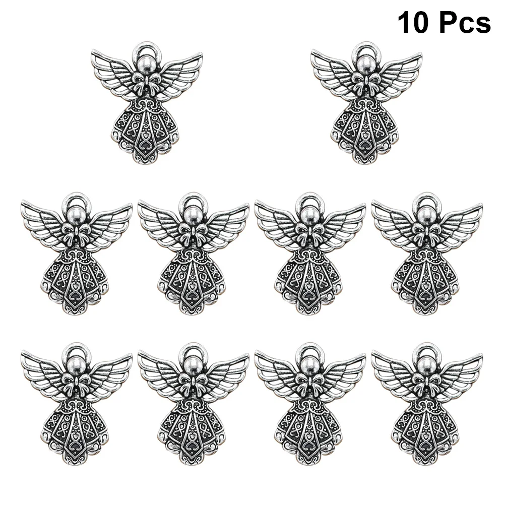 

10PCS Alloy DIY Antique Silver Angel Girl Pendants Charms Jewelry Making Accessory for Bracelet Craft Necklace Gift