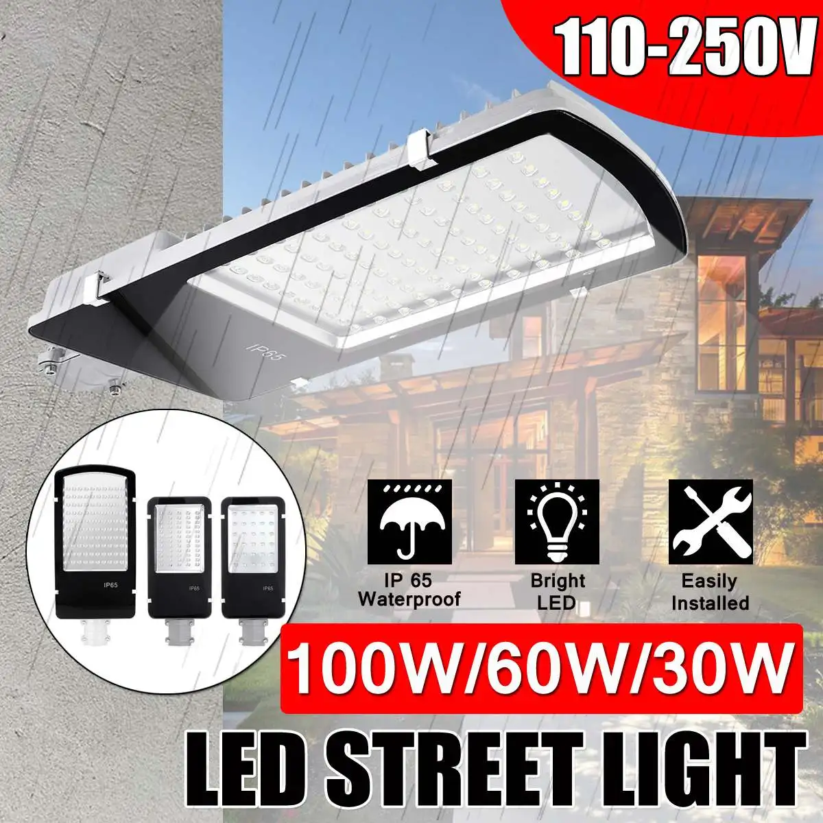 

Super Bright 30/60/100W LED Solar Lamp Wall Street Light Waterproof Flood Security Garden Street Emergency Outdoor Light