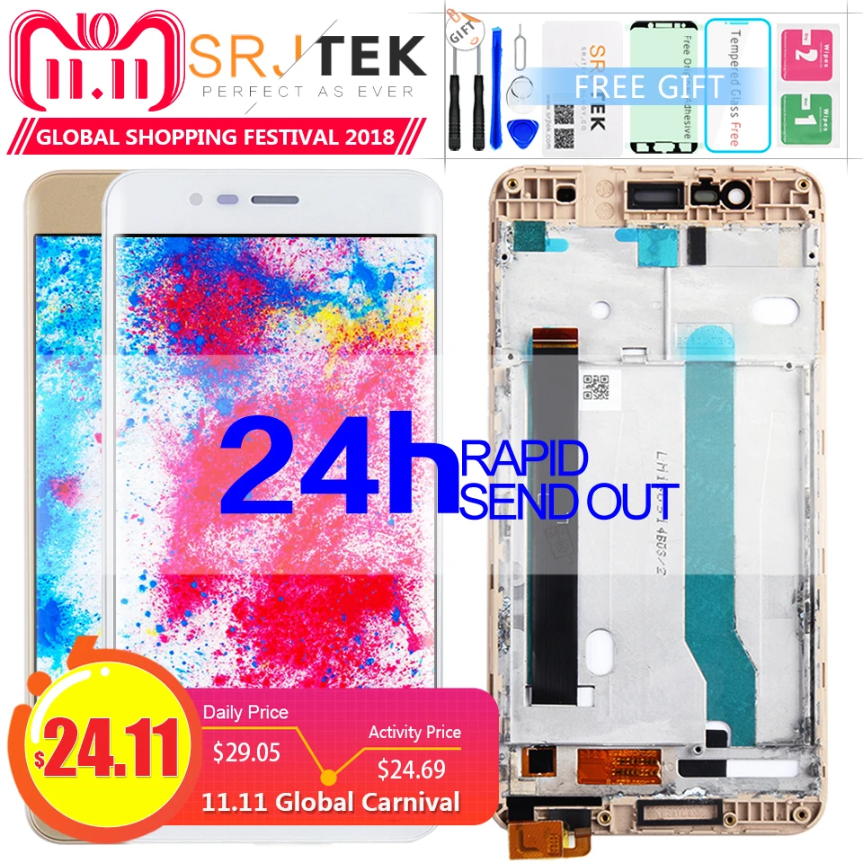 

Srjtek Screen For ASUS Zenfone 3 Max ZC520TL Display Touch Digitizer X008D Screen Glass Assembly 5.2'' Frame For ASUS X008D LCD