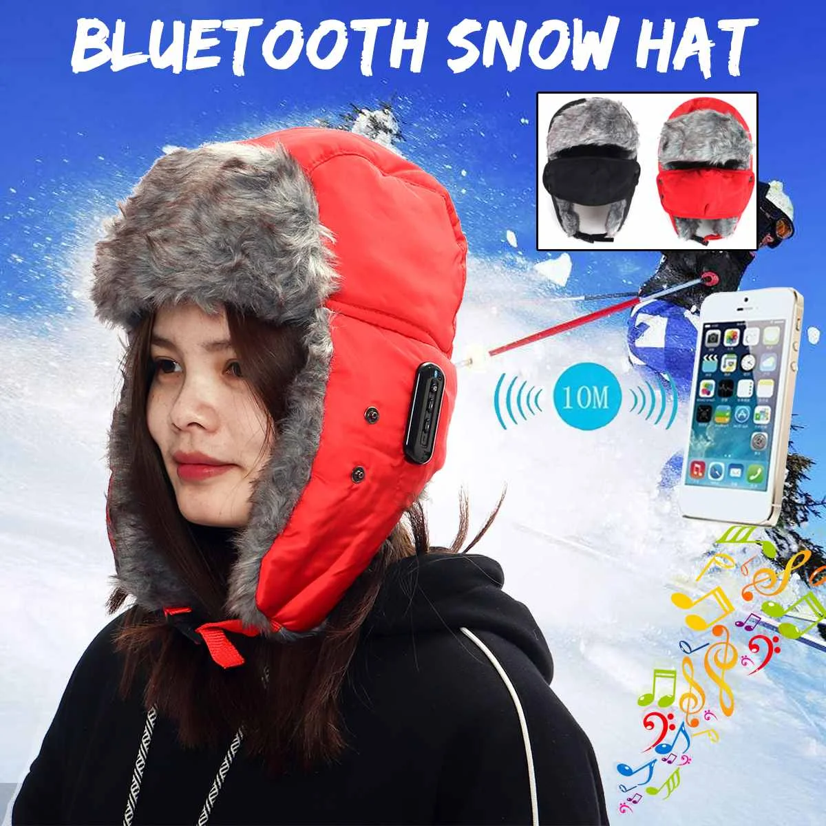 

Cotton Wireless Blueooth Lei Feng Cap Winter Warm Snow Hat bluetooth Warm Hat Headband Earphone Headset Headphone