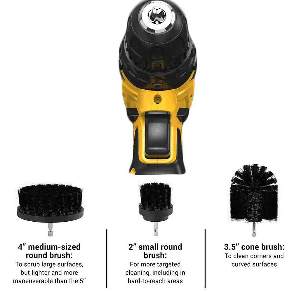 Горячая Распродажа 3 шт электрическая щетка насадка в виде Щетки Набор вложений-моющие средства, все цели дрель Жёсткие щётки для Ванная комната, Flo