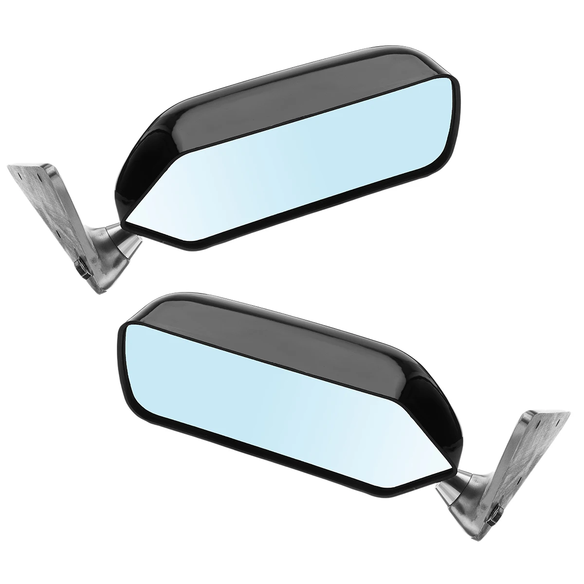 

2x New Universal Retro Car Rearview Side Mirror Craft Square F1 Style w/Blue Mirror Surface Metal Bracket Rear View Mirror