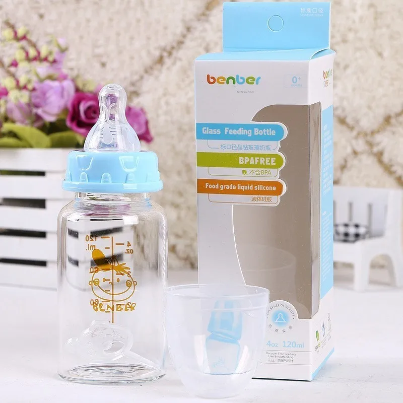 Baby Articles Standard Caliber Christal Glass Feeding Bottle 120ml 7763 High Temperature Resistance | Мать и ребенок