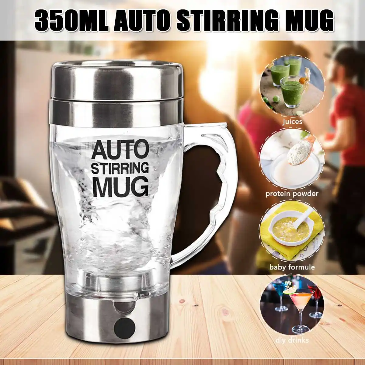 350ML Electric Shaker Detachable Smart Mixer Cup Self Stirring Mug