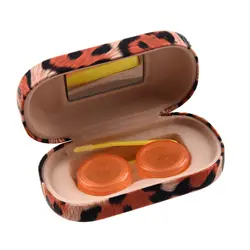 Путешествия Leopard контактные линзы коробка для хранения Чехол Держатель с зеркалом (коричневый)