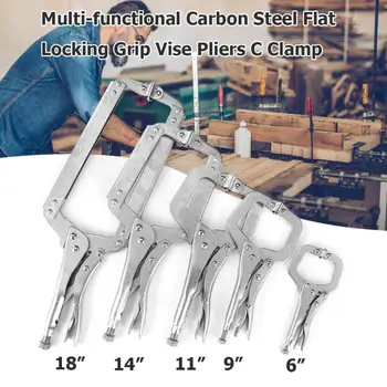 

C-type Flat Locking Grip Vise Pliers Multi-functional Carbon Steel Fixing Locking C Clamp Pliers Round Tenon Locator Woodworking
