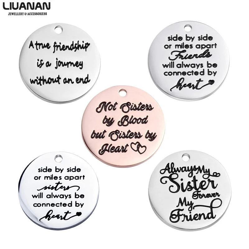 22mm Letter Word Charms Stainless Steel Round Charm For Bracelet Diy