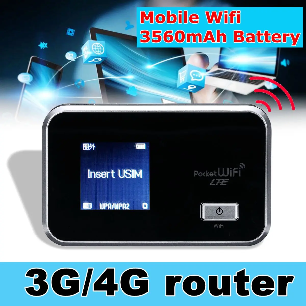 

LEORY Router portable WIFI 3g-2100/1700 4g-1700MHz Battery 3560mAh 4G LTE Cat4 Mobile Hotspot