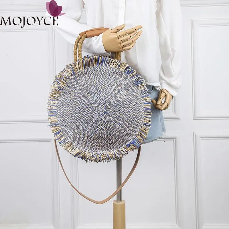 

Tassel Handbag Straw Bohemian Casual Messager Crossbody Bag Women Summer Round Tote Beach Travel Shoulder Bags
