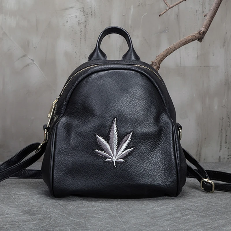 

Natural Skin Rucksack Fashion Knapsack Small School Daypack Travel Bag Female High Quality Genuine Leather Women Backpack