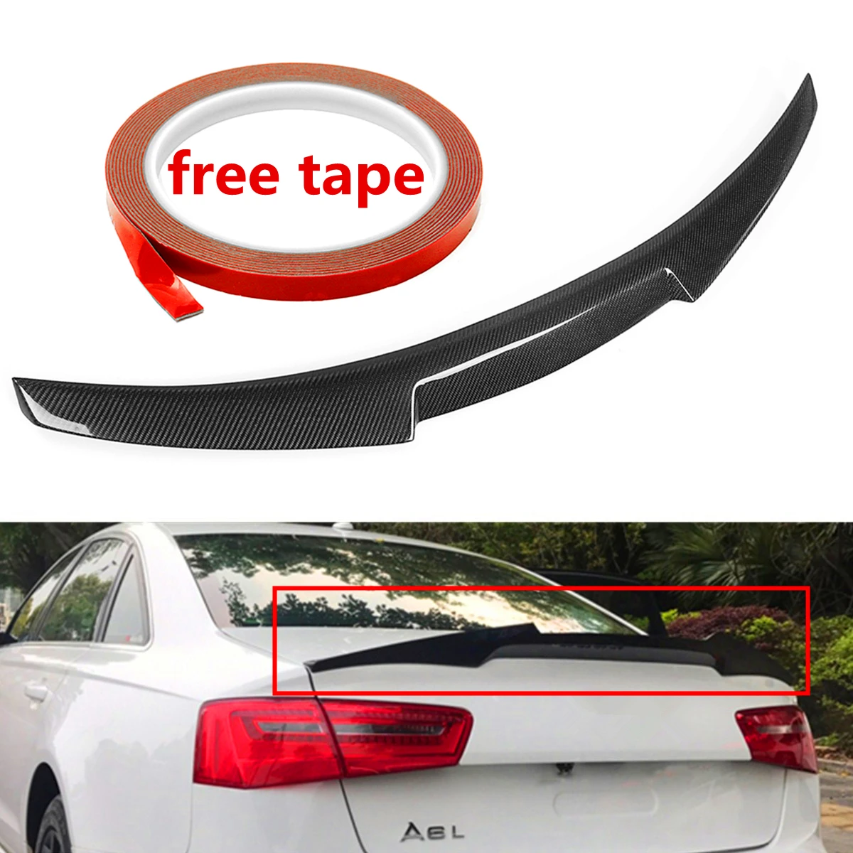 

Real Carbon Fiber Rear Trunk Spoiler Lip M4 Style For Audi A6 C7 Sedan Quattro 2013-2016 Rear Wing Spoiler Rear Trunk Roof Wing