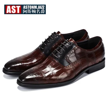 

Hight End Mixed Colors Men Wedding Shoes Man Genuine Leather High-profile Brogue Shoes Lace Up Pointed Toe Shoes Size 45