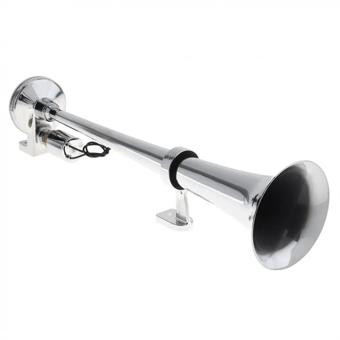 17Inch Chrome Plated ZINC 12V / 24V 150dB Super Loud Single Trumpet Car Air Operated Horn for Automobiles Truck Boat Trai