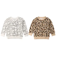 Детский свитер Одежда для мальчиков и девочек модные милые детские свитера с леопардовым принтом кролика Одежда для маленьких девочек весенне-осенняя одежда От 1 до 7 лет