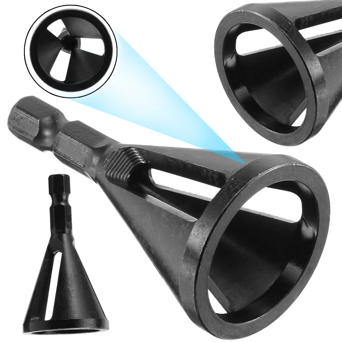 Black Angle Grinder Chamfer Trimming Chuck Drill Bit Tool Deburring External Chamfer Steel Remove Cutting Burr Drilling Tools