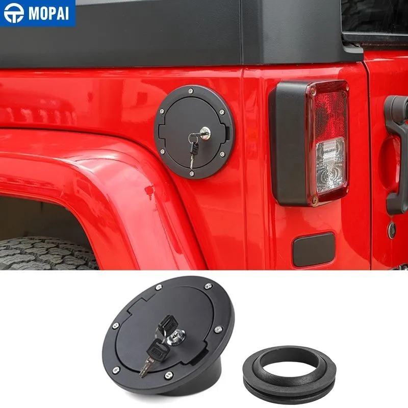 

MOPAI Tank Covers for Jeep Wrangler JK 2007-2017 Car Oil Fuel Tank Cap With Key Lock Cover for Jeep Wrangler JK Car Accessories