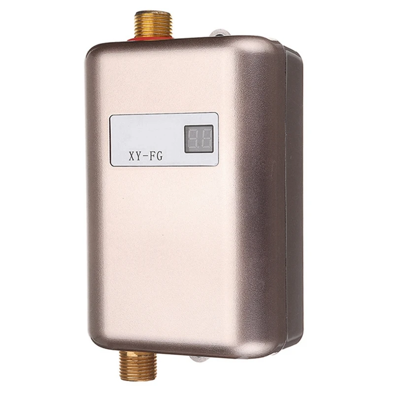 

3800W Electric Water Heater Instant Tankless Water Heater 110V/220V 3.8Kw Temperature Display Heating Shower Universal-Gold Us