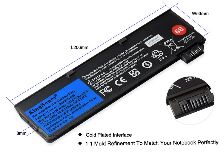 Kingsener-bateria do Portátil para Lenovo Thinkpad X240 T440s T440 X250 T450s T460 S440 S540 L450 L470 45n1130 45n1131 45n1126 45n1127 - Imagem 2