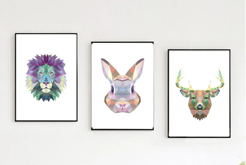 Nordic modern colorful geometric art animal decorative ...
