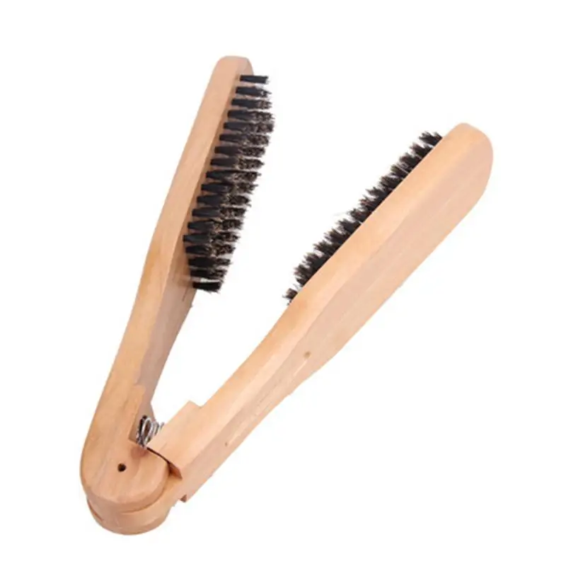 

Hair Straightening Brush Boar Bristle Hair Brush Styling Anti-Static Comb V Type Straight Hair DIY Salon Hairdressing