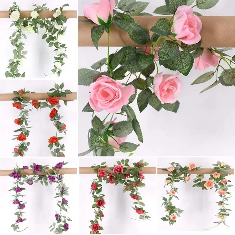 1.3M Artificial Flowers Garland Silk Rose Flower Ivy Vine Green Leaves