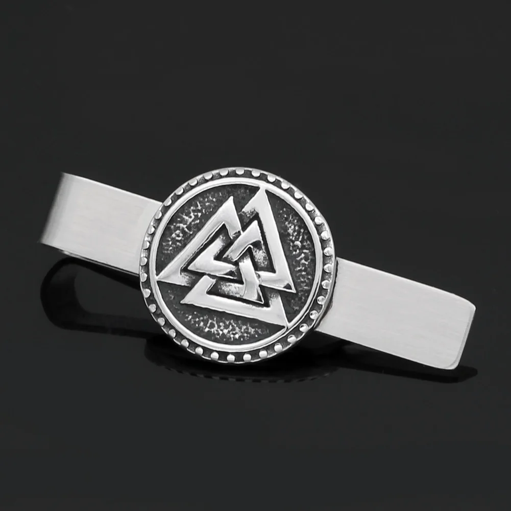 STAINLESS STEEL VALKNUT VIKING TIE CLIPS