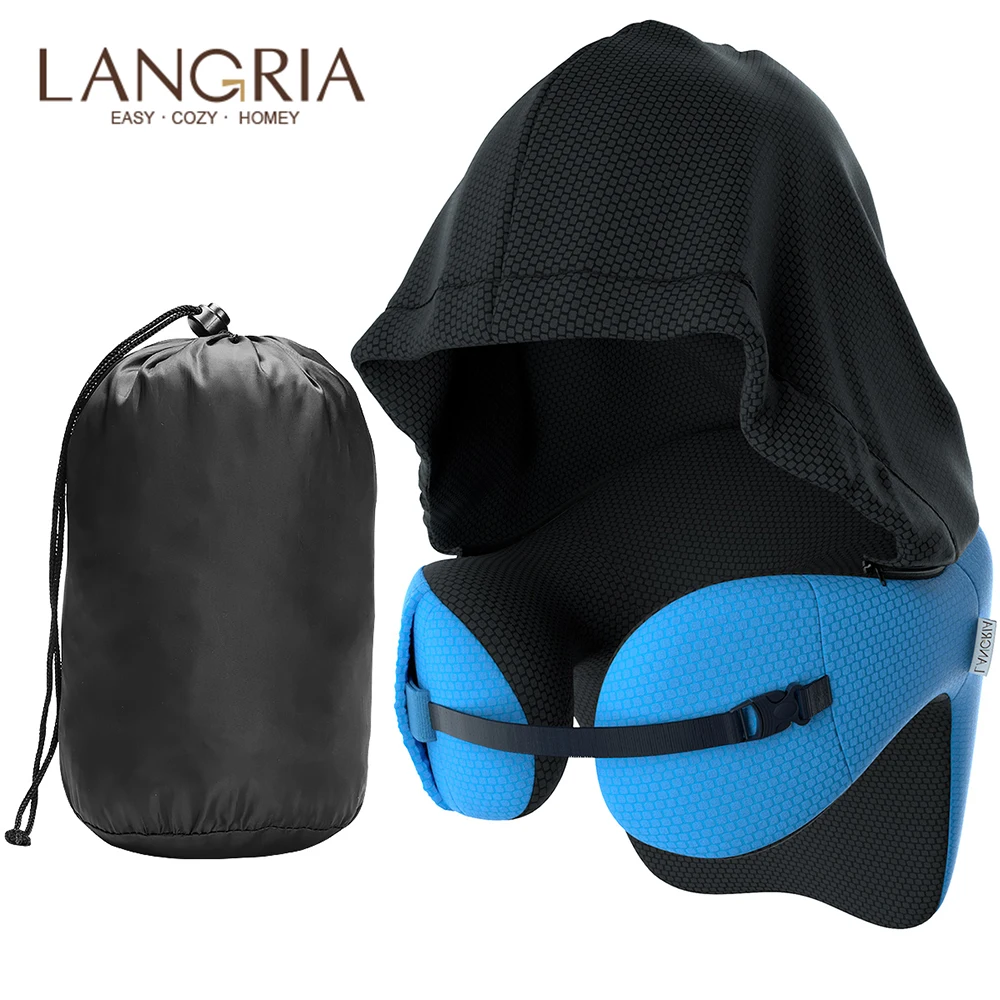 LANGRIA 6-в-1 надолго памятная пенная подушка для путешествий отстегивающийся капюшон регулируемая подушка для головы и шеи Подушка для путешествий Nap