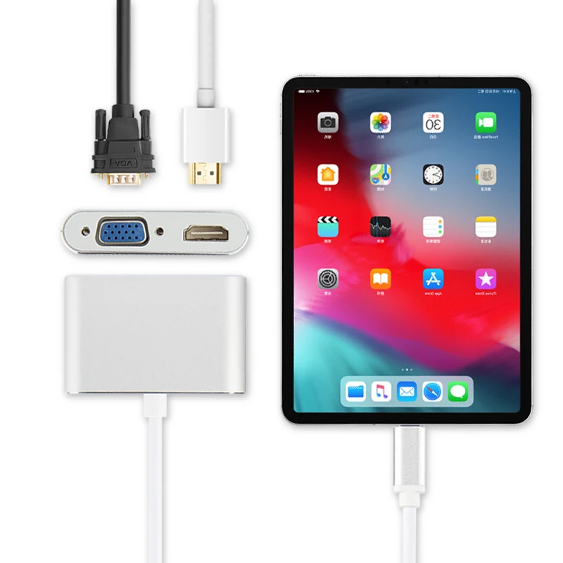 HUWEI USB C Adapter Converter to HDMI VGA USB C Cable HUB For iPad Pro 11 inch 2018 12.9 inch