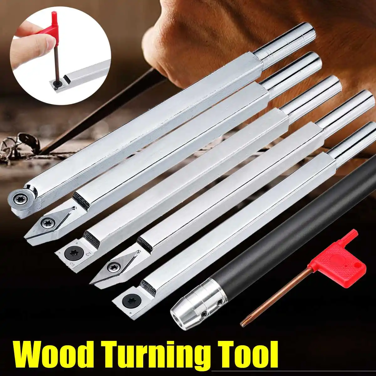 Wood Turning Tool Chisel Changeable Tungsten Carbide Tip Lathe Tool