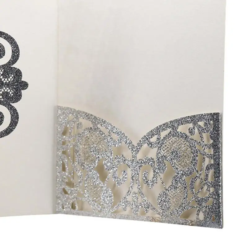 10PCS European Style Glitter Invitations Laser Cut Wedding Invitations Cards Festive Greeting Cards - 32986749743