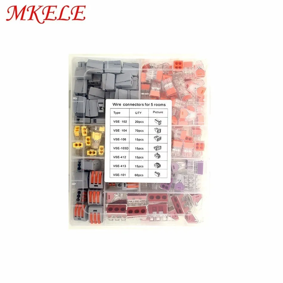

210PCS Wire Connector for 5 room mixed 7 models Compact Fast wire connector mini Wiring Connector Conductors Terminal Block