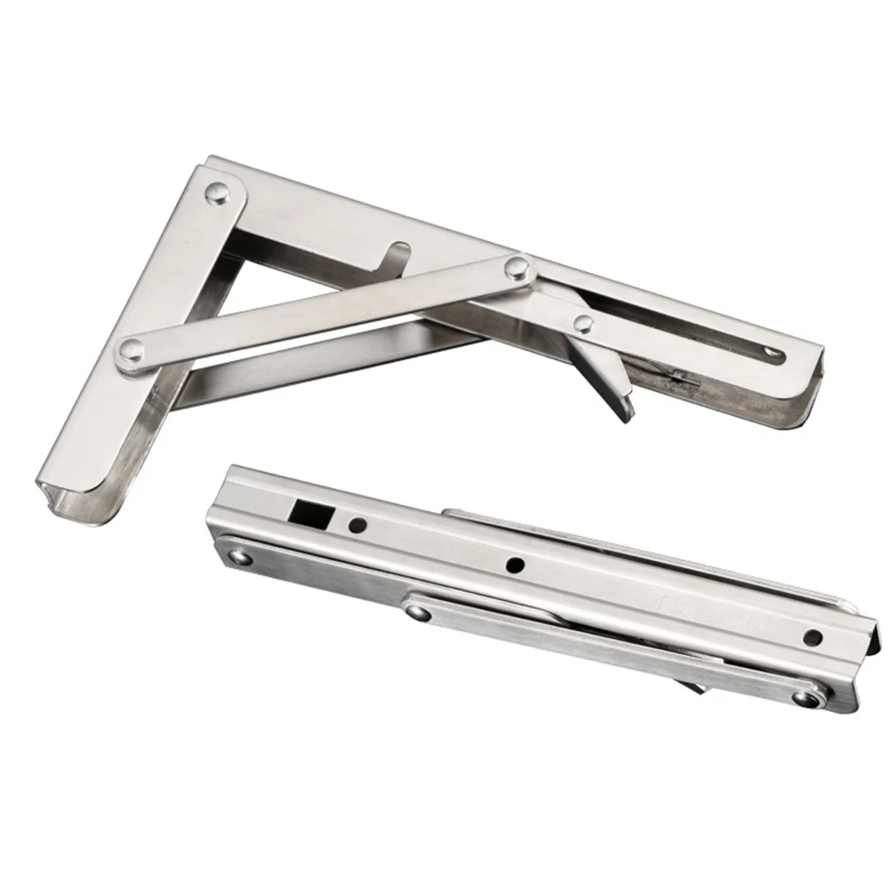 

2PCS Wall Mounted Bracket Bearing Shelf DIY Folding Angle Adjustable Home Durable Triangle Stainless Steel Table Bench