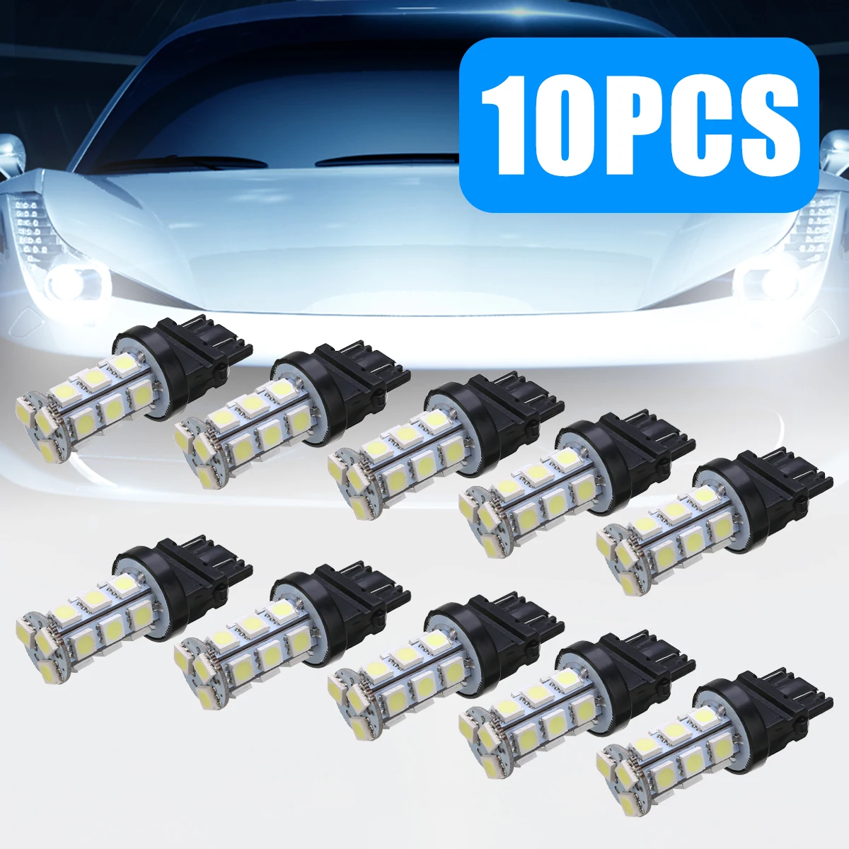 

Mayitr 10x 3157 18smd 12V 6000K White Super Bright Car Tail Brake Stop Backup Reverse Turn Signal Light Bulb