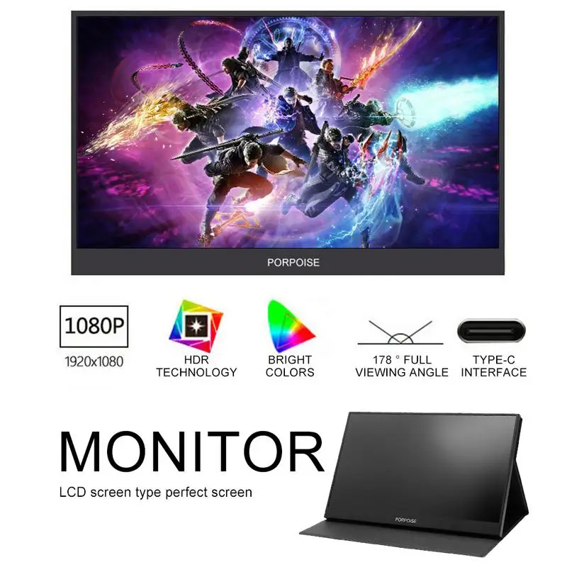 

15.6 Inch Monitor HDR Portable Narrow Side Display IPS Screen For PS4PRO SWITCH Computer With Bracket Laptop Gaming Supplies