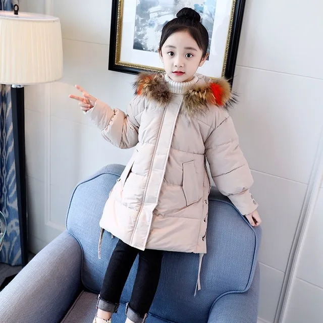 Big Girls Cotton Jackets Long Tops Children's Clothing Kids Winter Fur