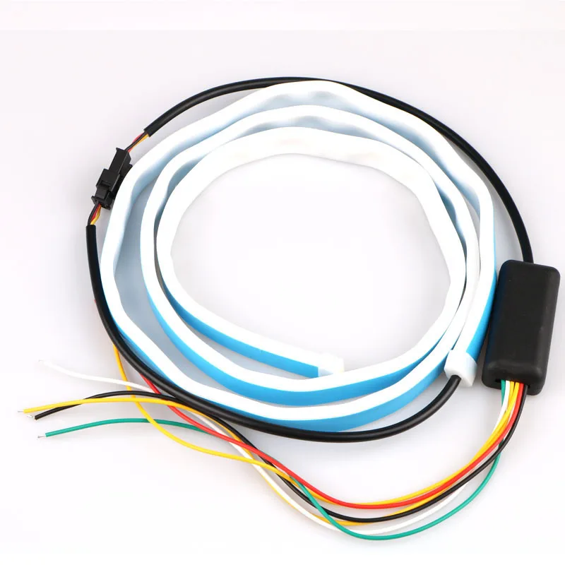

Slim Amber Sequential Flexible LED DRL For Headlight Strip daytime running light with yellow turn signal lamp 12V