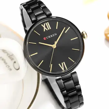 

New Women Watches Luxury Brand Watch Rose Gold Women Quartz Clock Creative Wood Pattern Dial Fashion Wristwatch CURREN 9017