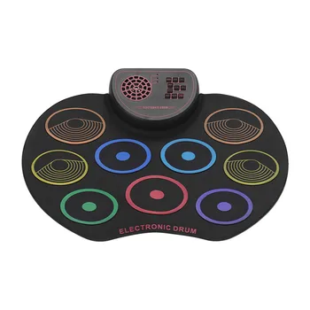 

Electronic Drum Set USB Roll Up Drum Pad Kit 9 Drumpads Built-in Battery with Sticks Foot Pedals Digital Percussion Instruments