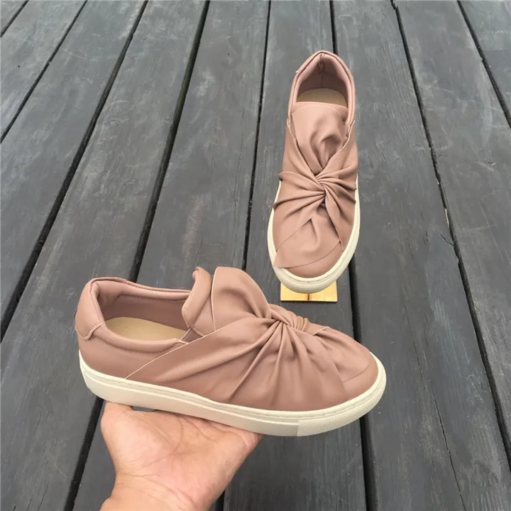Mujer Caliente Arco Gran Shalllow Zapatos En Y Verano Primavera Acogedor Resbalón Pisos Pics As nudo Cuero as Perezosos De Diseñador Pics xX1grwx