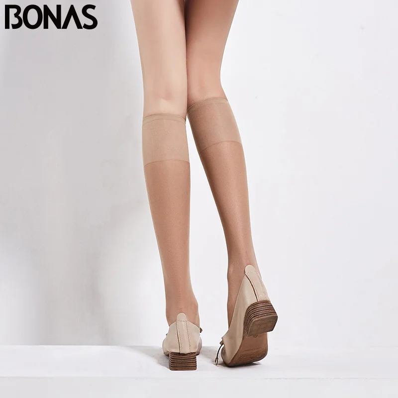 BONAS 2 пары женские чулки для девочек модные весенне летние Непрозрачные выше