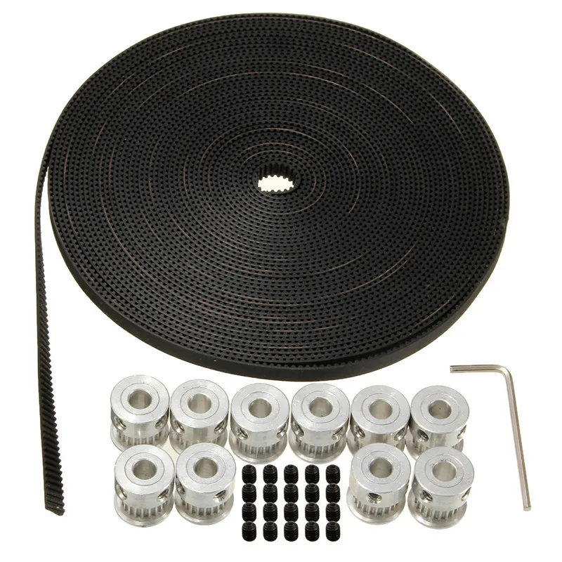 

10pcs 20Teeth GT2 Timing Pulley Bore 5mm + 10m 33ft 2GT GT2 Timing Belt 6mm wide for 3D printer CNC