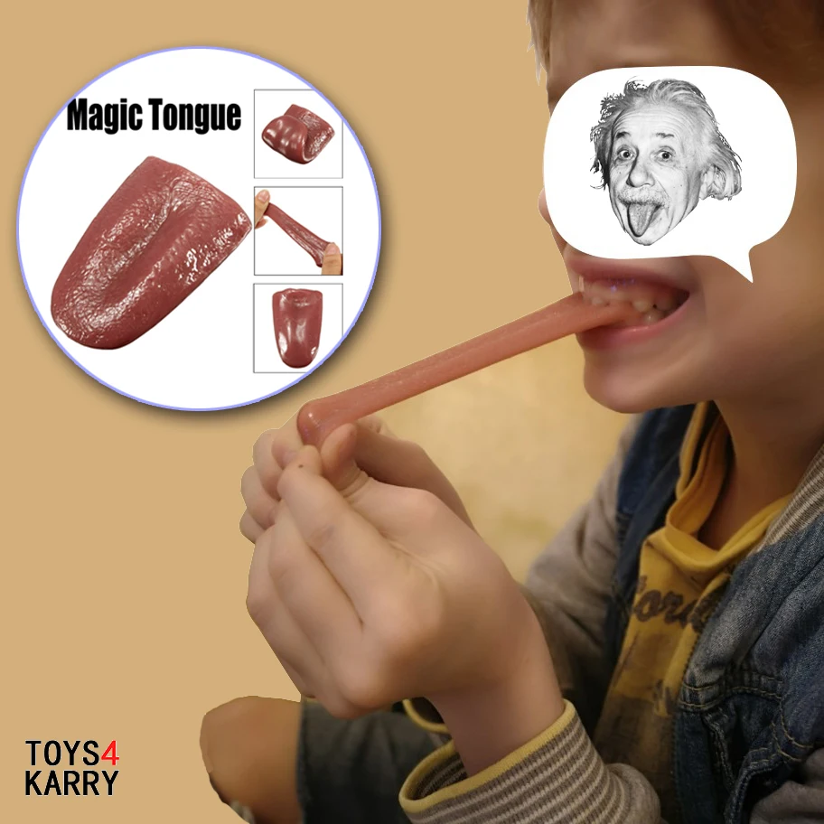 

New Horror Funny Magic Tricks Fake False Simulation Tongue Decompression Toy Scalable Lizun Halloween Prank Cool Like Einstein