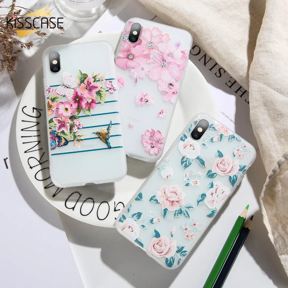 KISSCASE Модный цветочный чехол для iPhone 6 6S 7 8 Plus X XS MAX XR Ультратонкий Мягкий ТПУ чехлы