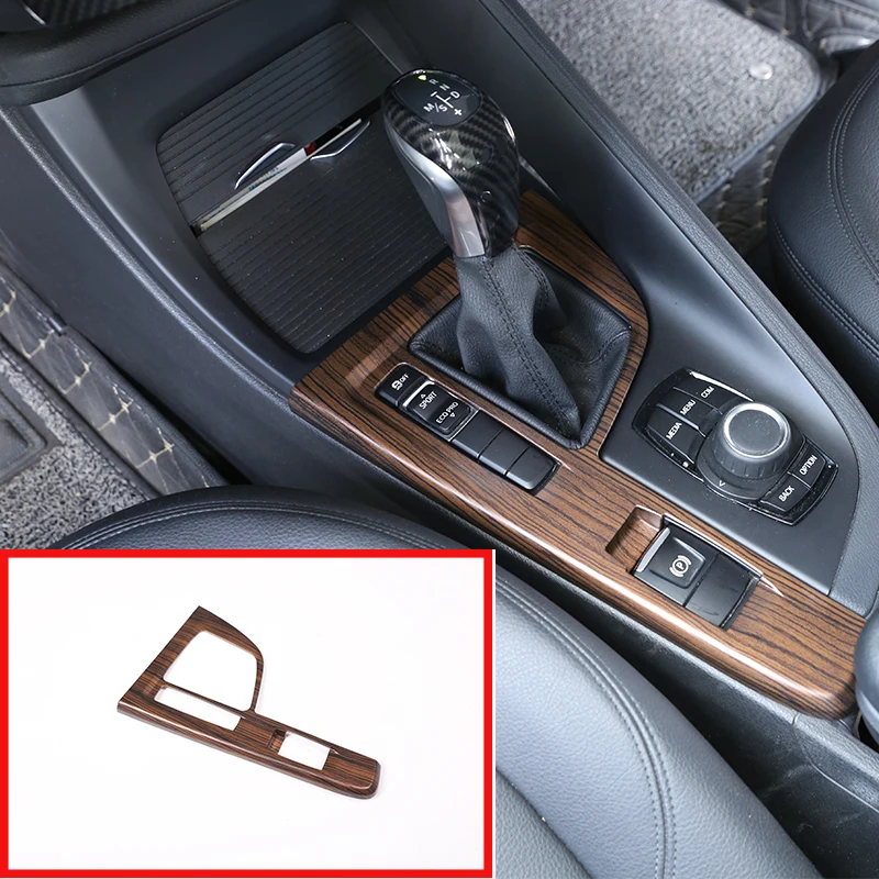 

For BMW X1 F48 20i 25i 25le 2016-2019 Pine Wood Grain ABS Gear Shift Panel Sequin Cover Trim Car Accessories For Left Hand Drive