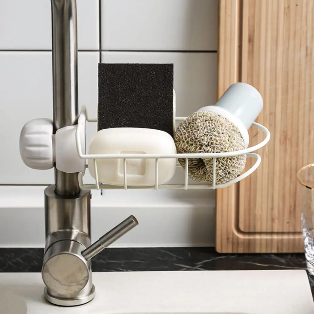 صنبور رف المطبخ الحمام بالوعة الإسفنج تخزين الرف شنقا استنزاف صنبور رفوف التخزين 3 ألوان
