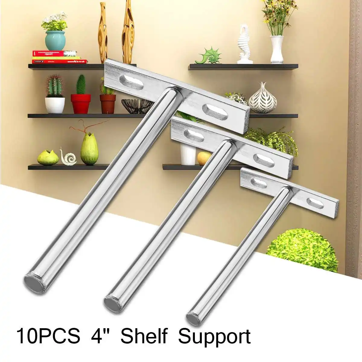 

10pcs 3/4/5 inch Concealed Floating H idden Shelf Support Brackets Metal Steel Wall Mount Bracket Furniture Folding Shelf Rack