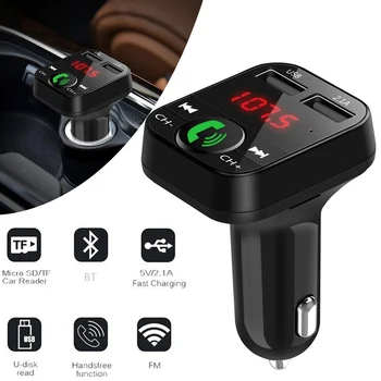 

Car Aux Audio Modulator Wireless BT Handsfree FM Transmitter LCD MP3 Player USB Auto Charge 2019 New