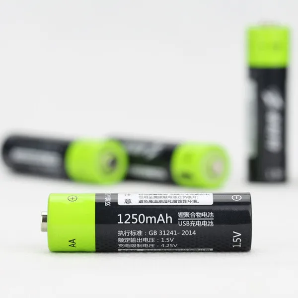 2/4 шт ZNTER 1,5 V 1250mAh USB Перезаряжаемый AA Li-Po аккумулятор USB быстрая зарядка литий-полимерный аккумулятор